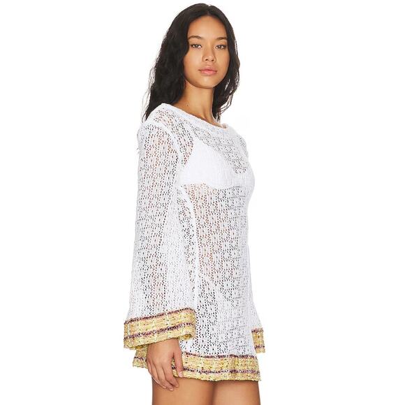 Kooreloo The Madonna Lily Mini Caftan in White Crochet NWOT Size Medium - Picture 2 of 3